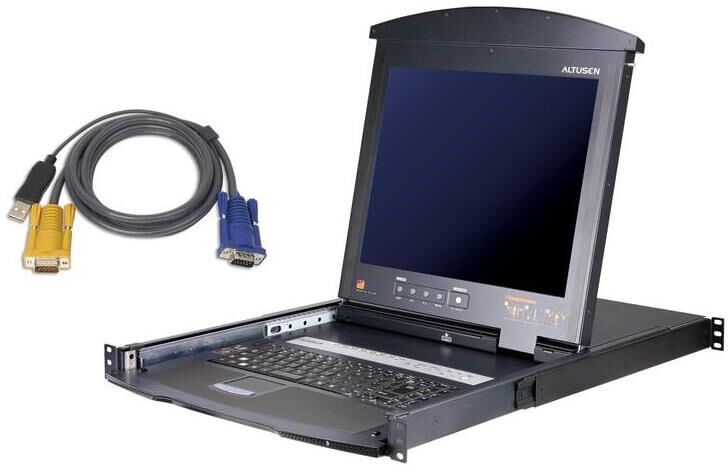 Aten KL9108M 8-Port 17&quot; Dual Rail LCD IP KVM Switch Bundle with 8 Cables