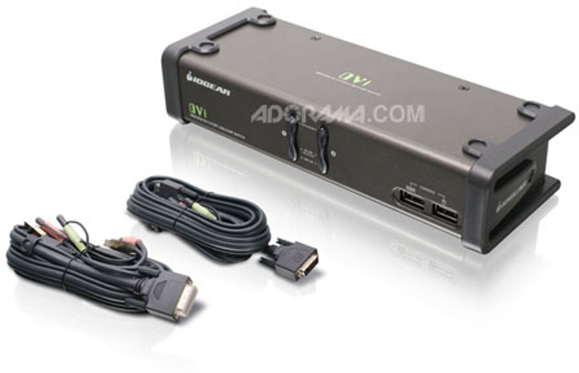 IOGear 2 Port DVI KVMP Switch with Cables, USB Console