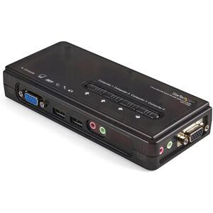 StarTech 4 Port Black USB KVM Switch Kit with Cables and Audio