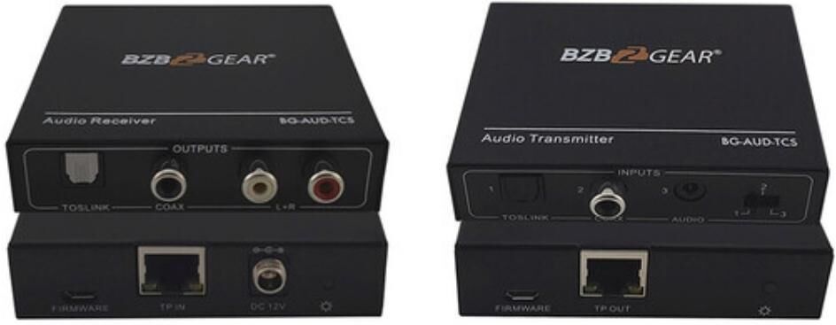 BZB GEAR BG-AUD-TCS Stereo/TOSLINK/COAX Audio Extender Kit over Cat5e/6/7, 950'