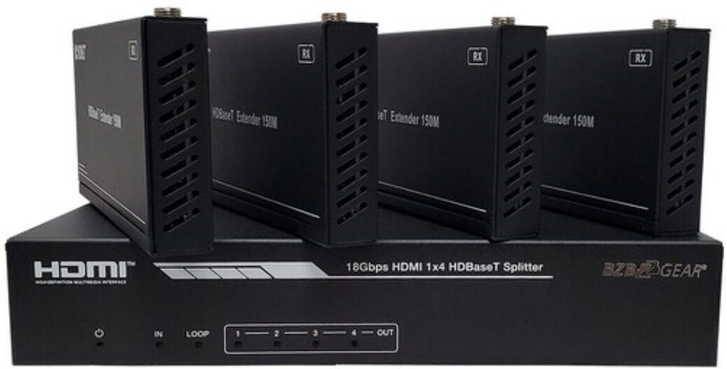 BZB GEAR BG-UDA-E14 1x4 4K HDMI HDBaseT Splitter/Distribution Amplifier w/4x Rx