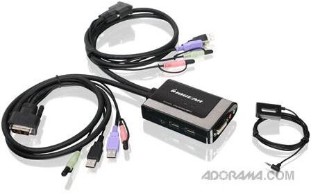 IOGear 2-Port USB DVI-D Cable KVM with Audio and Mic