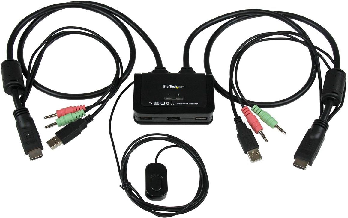 StarTech 2 Port USB HDMI Cable KVM Switch with Audio &amp; Remote Switch,USB Powered