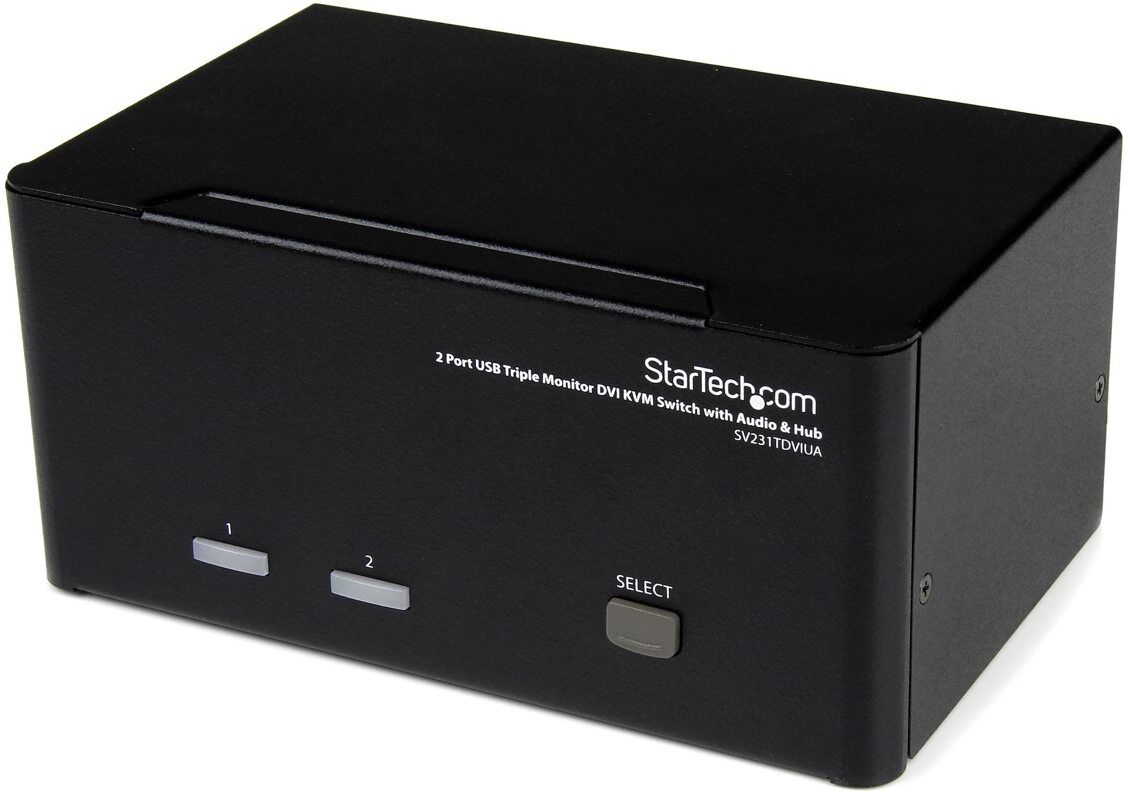 StarTech 2 Port Triple Monitor DVI USB KVM Switch with Audio and USB 2.0 Hub