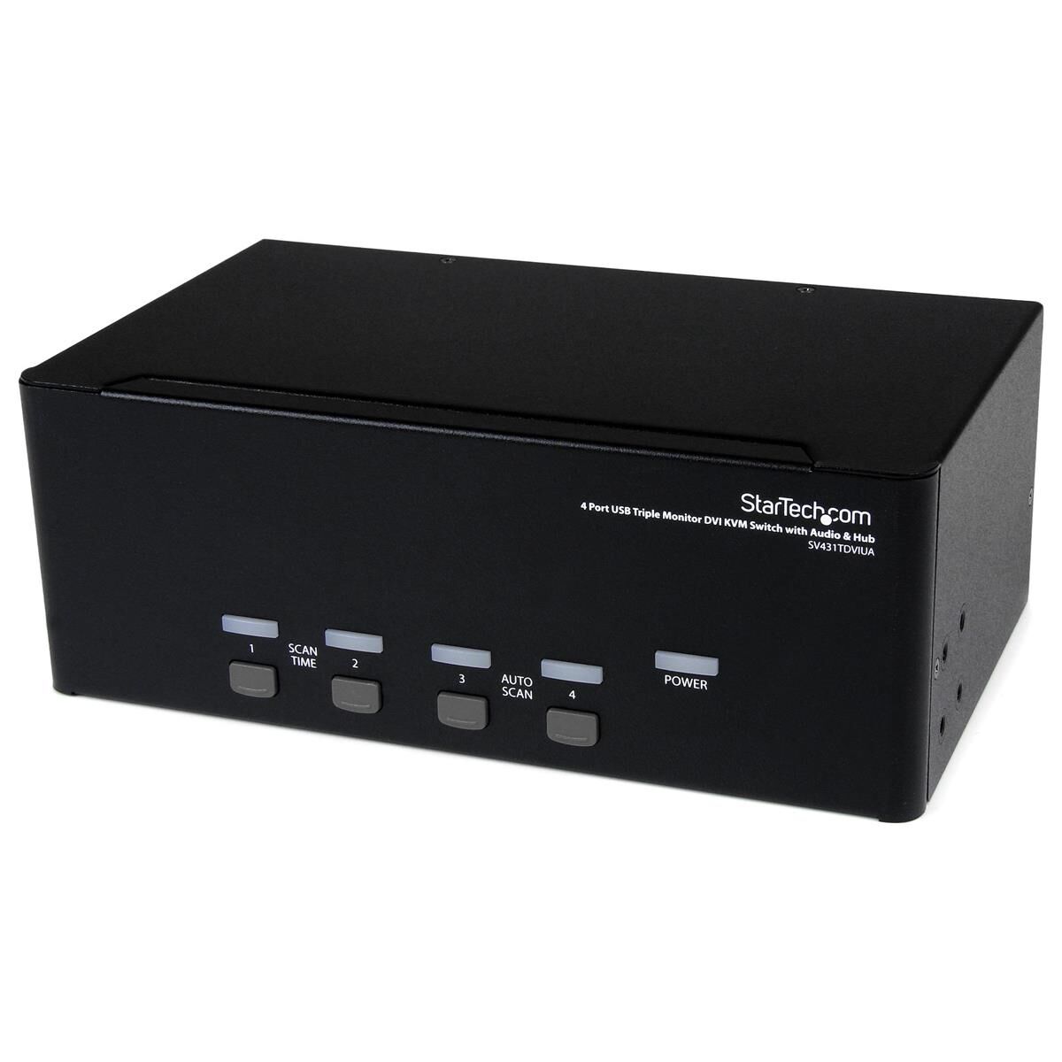 StarTech 4 Port Triple Monitor DVI USB KVM Switch with Audio and USB 2.0 Hub