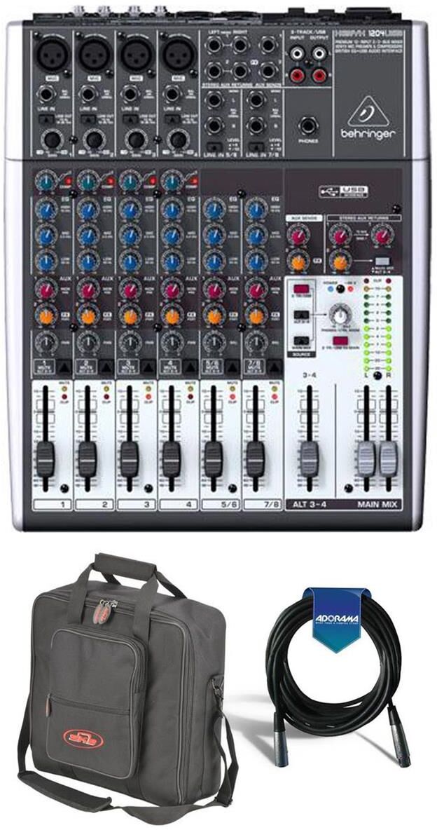 Behringer XENYX 1204USB Small Format Mixer With SKB Equipment/Mixer Bag / Cable