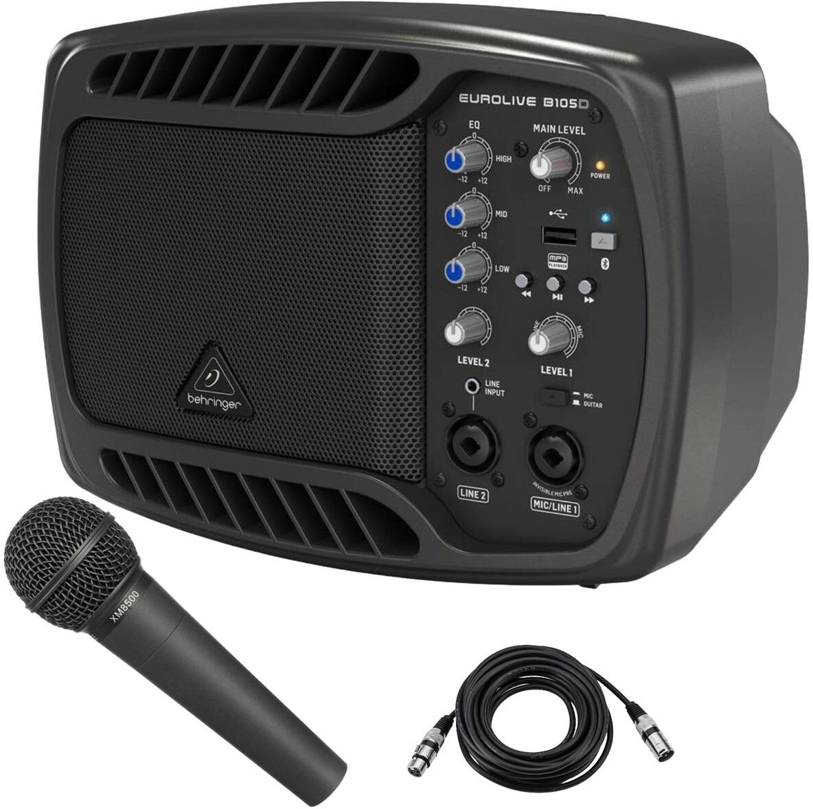 Behringer B105D Ultra-Compact 50W PA/Monitor Speaker, MP3, Bluetooth W Mic &amp; XLR