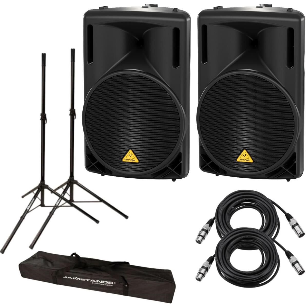 Behringer EUROLIVE 1000 Watts 2-Way Passive PA Speaker, W 2x Stands &amp; XLR Cables