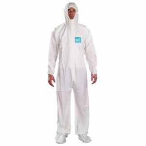 DiVal Microchem 2000 Coverall with Hood and Boots, Large, 25/Case, White
