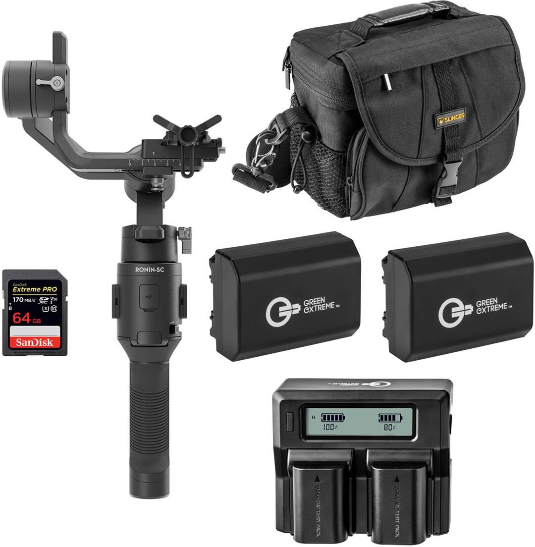 DJI Ronin-SC Gimbal Stabilizer W/2 GX NP-FZ100 Battery, Dual Charger, Acc. Kit