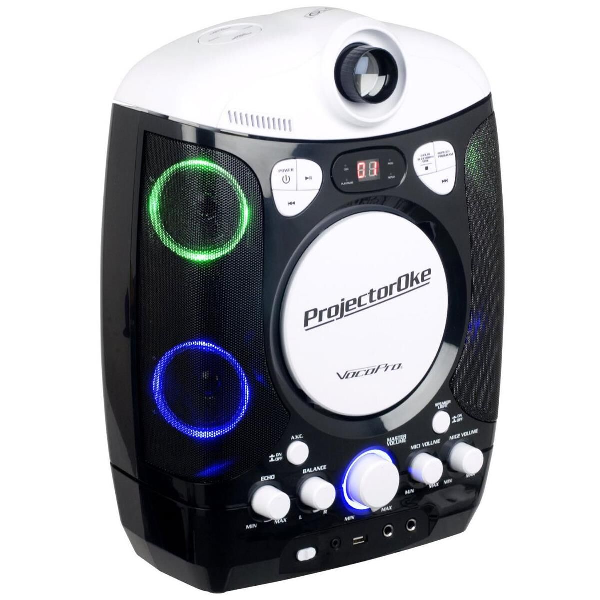 VocoPro ProjectorOke CD+G &amp; Bluetooth-Enabled Karaoke System with LED Projector