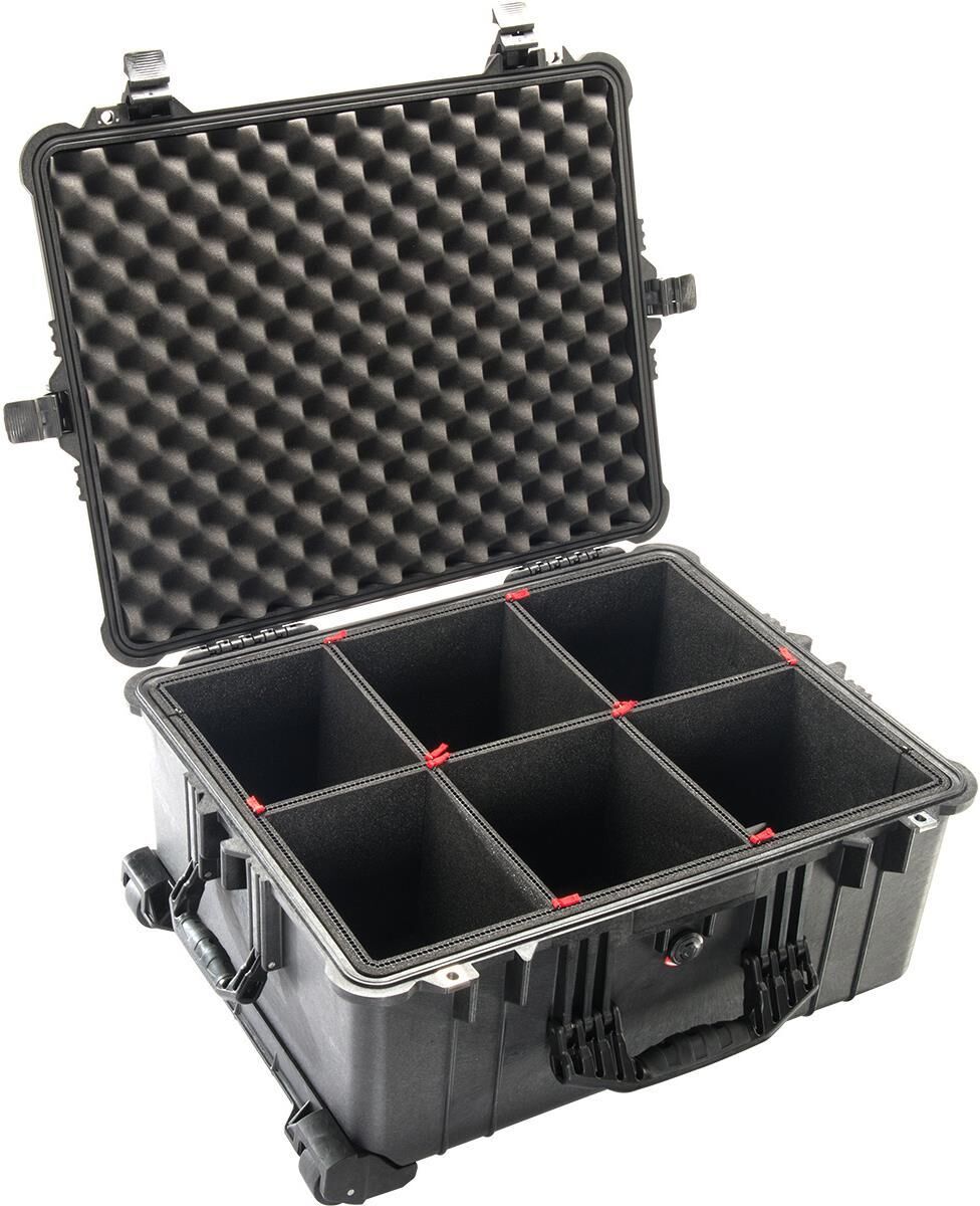 Pelican 1610 Watertight Hard Case with TrekPak Divider System, Black