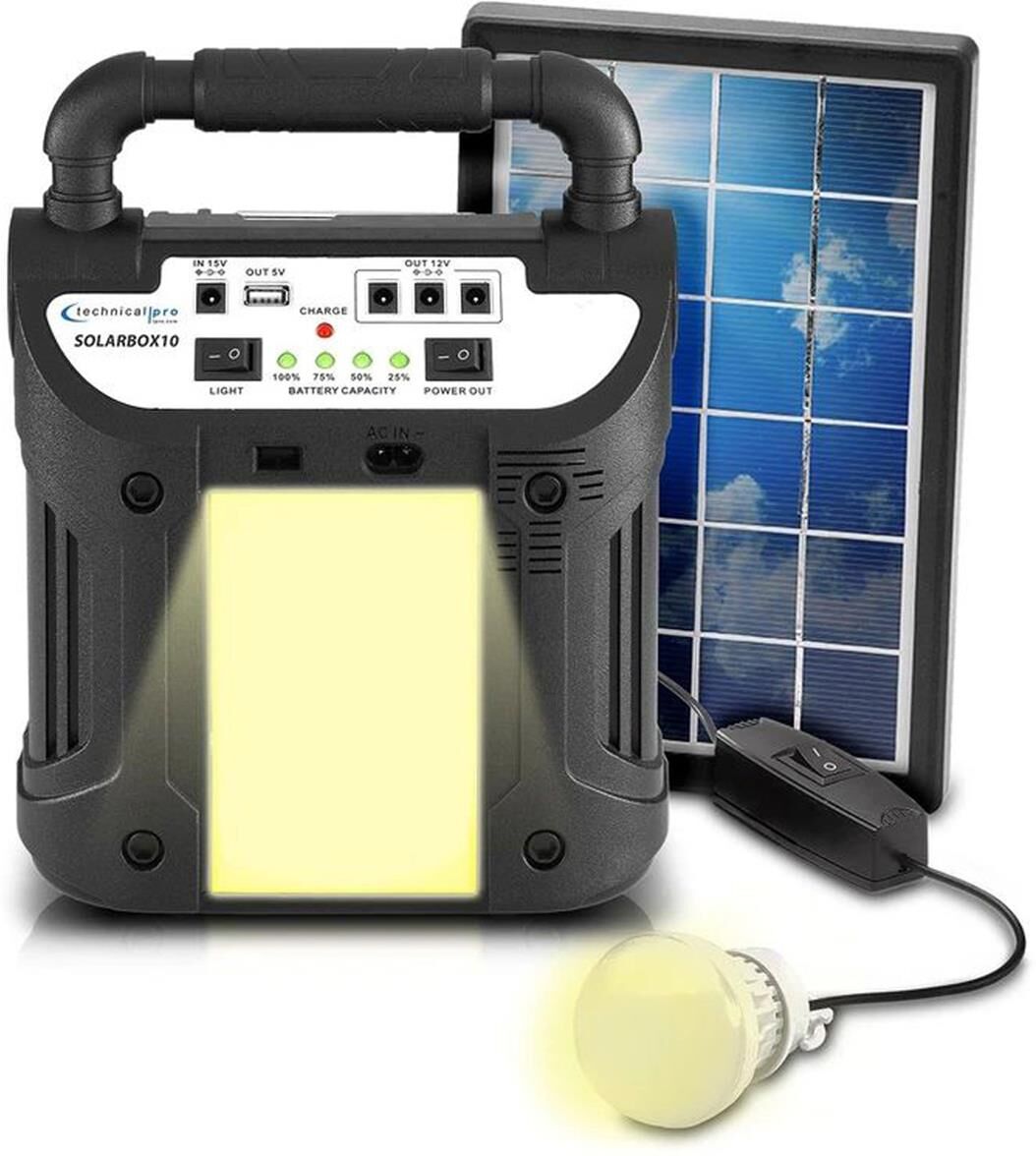 Technical Pro SOLARBOX10 9-in-1 Solar Power Bank Speaker w/ 12V 3000 MAh Battery