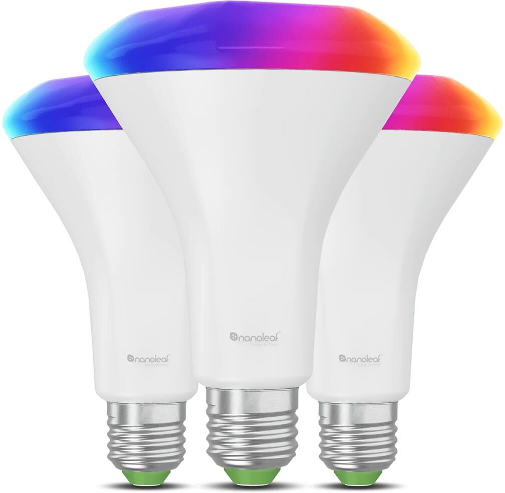 Nanoleaf Essentials Matter BR30 E26 60W RGBCW Smart LED Bulb, 3-Pack