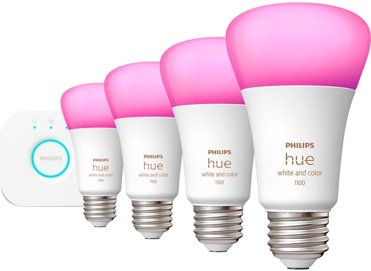 Philips Hue White and Color Ambiance A19 Bluetooth 75W Smart LED Starter Kit