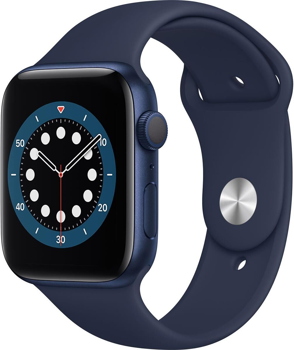 Apple Watch Series 6 GPS, 44mm Blue Aluminum Case, Deep Navy Sport Band, Regular