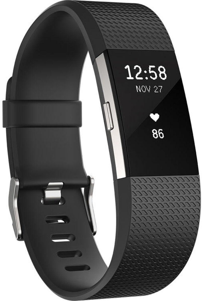 Adorama Fitbit Charge 2 Heart Rate + Fitness Tracker Wristband, Large, Black/Silver