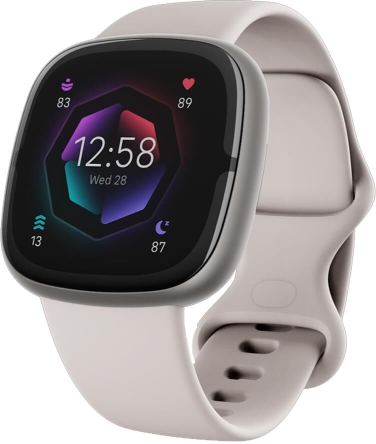 Fitbit Sense 2 Advanced Health &amp; Fitness GPS Smartwatch, Lunar White/Platinum AL