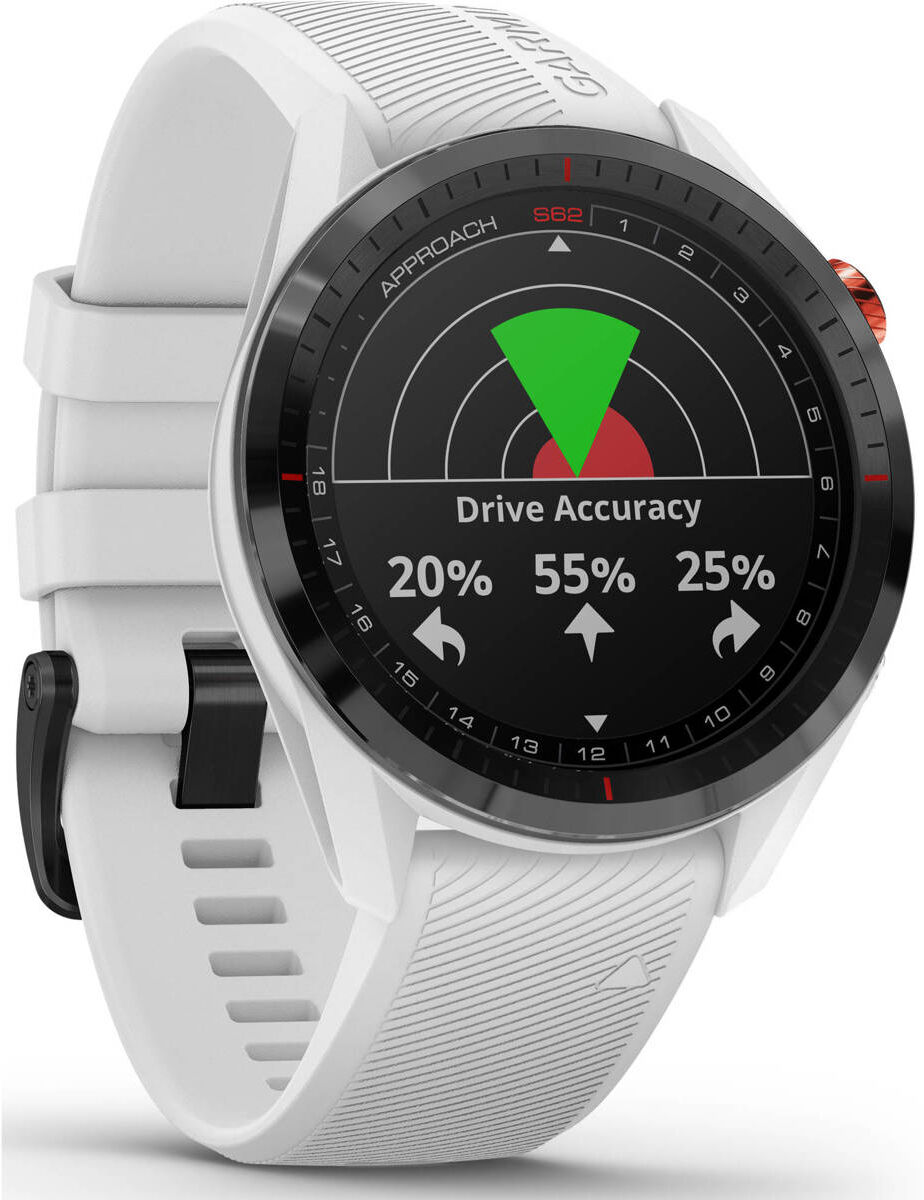 Garmin Approach S62 GPS Smartwatch, Black Ceramic Bezel with White Silicone Band