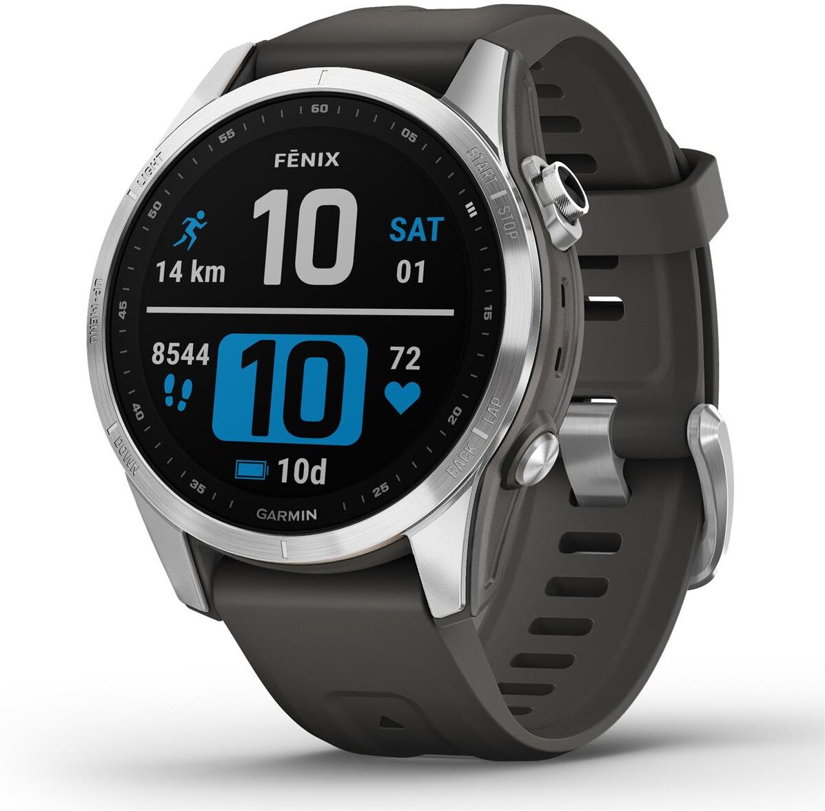 Garmin fenix 7S 42mm Multisport GPS Smartwatch, Silver with Graphite Band