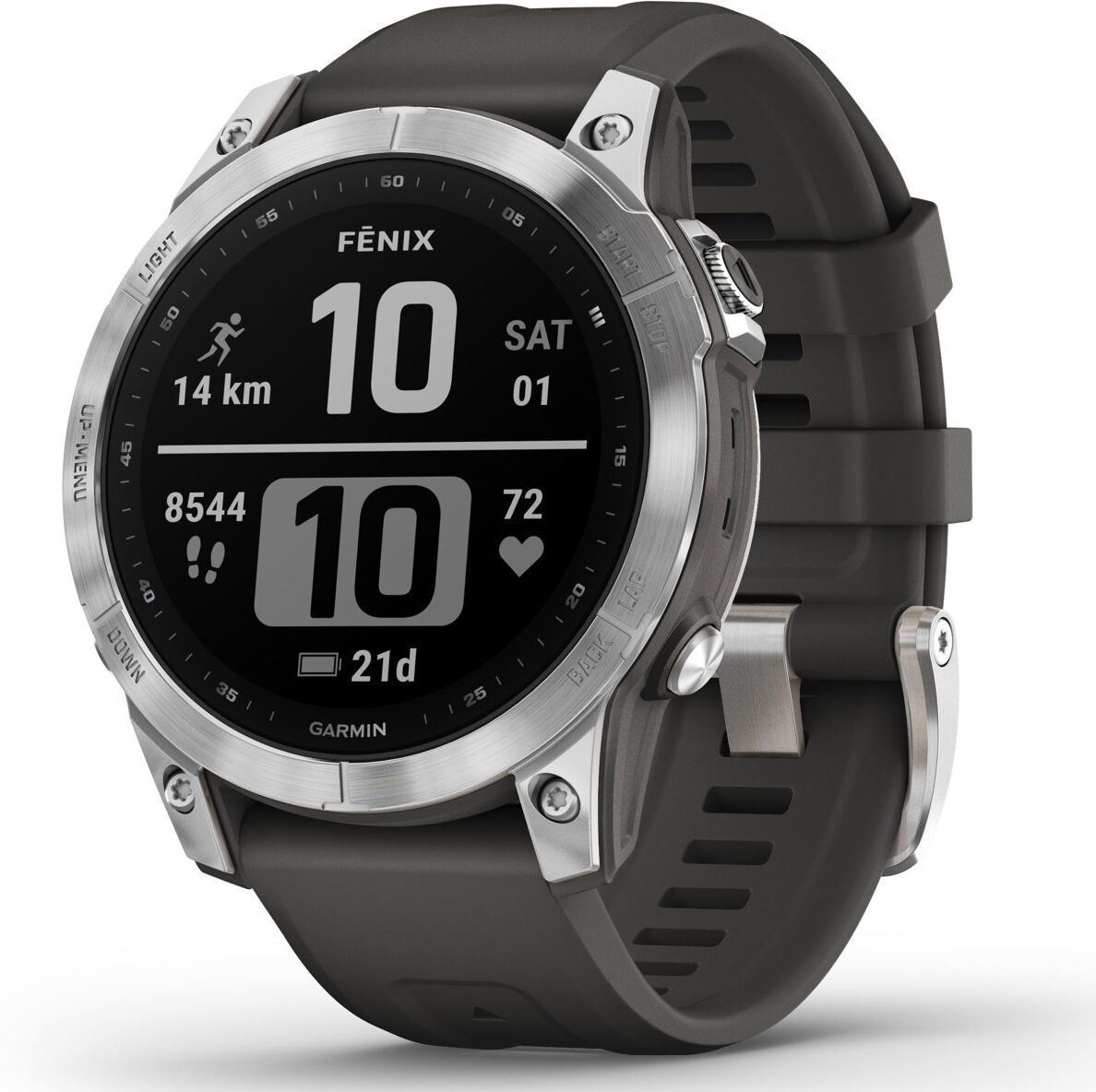 Garmin fenix 7 47mm Multisport GPS Smartwatch, Silver with Graphite Band