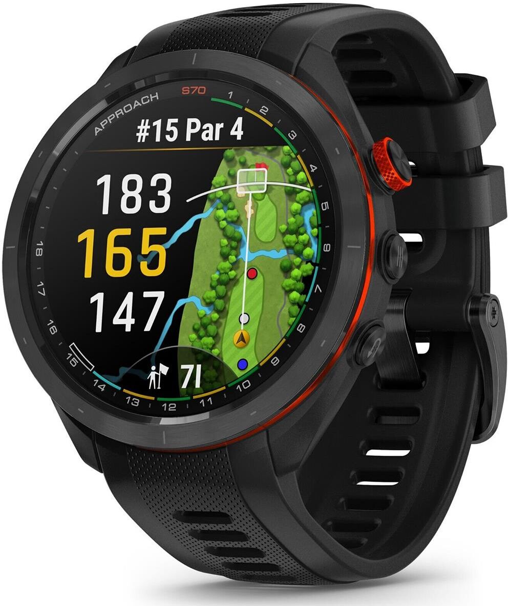 Garmin Approach S70 47mm GPS Golf Smartwatch,Black Ceramic Bezel w/Silicone Band