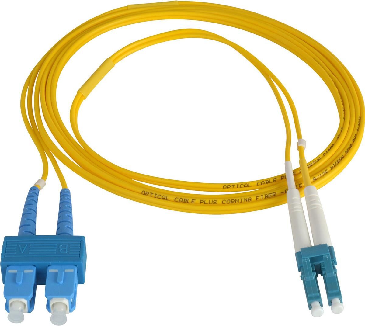 Camplex 65.6' 9/125 Singlemode Duplex LC to SC Fiber Optic Patch Cable, Yellow