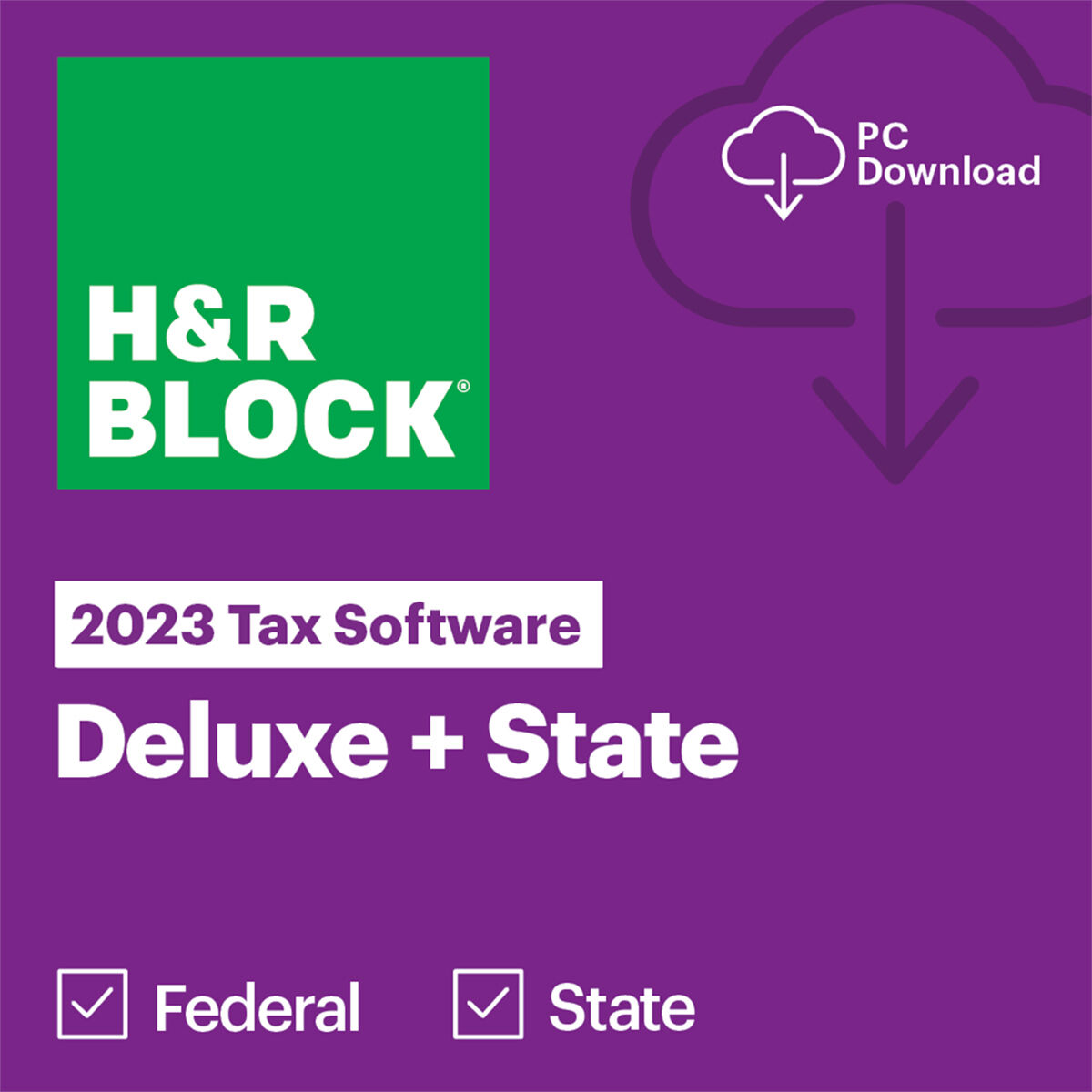 H&R H&amp;R Block Tax Software Deluxe with State 2023 for Windows, 1-User, Download