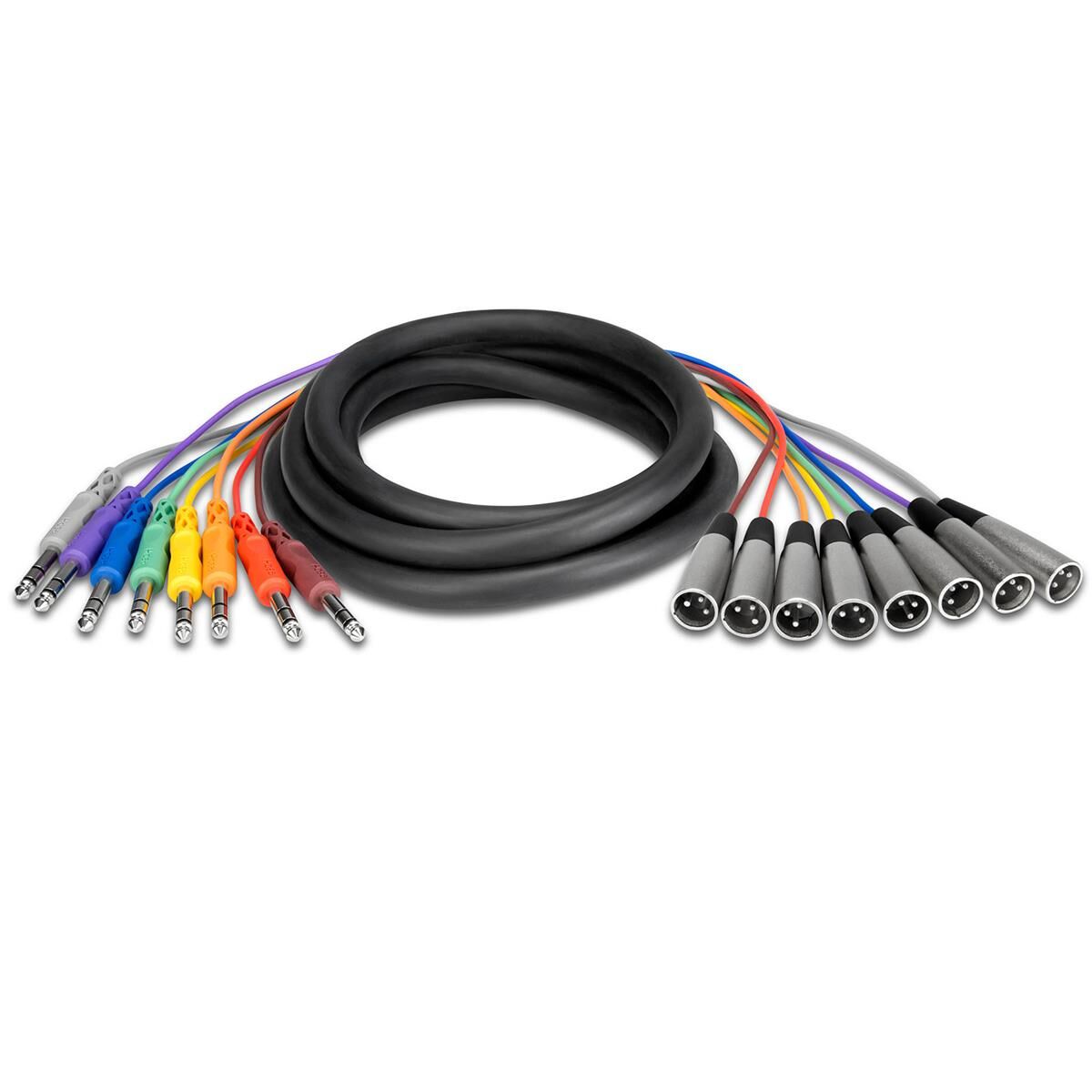 Hosa Technology Hosa 8-Channel Stereo Male 1/4&quot; Phone to Male 3-Pin XLR Snake Cable, 10'/3m