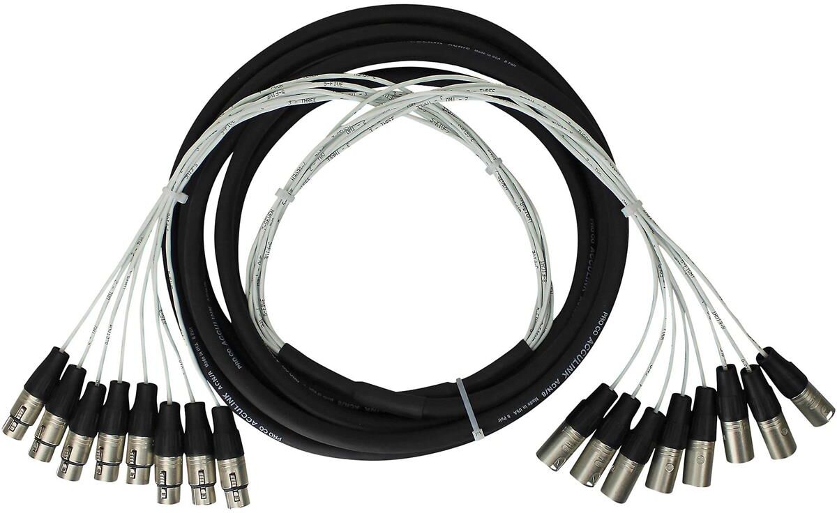 Pro Co Sound 10' 8CH XLR-Female to XLR-Male Multitrack Studio Harness Cable