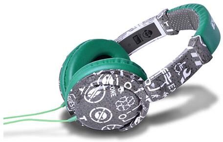 IDANCE iDance Ibiza Stylish Lightweight Headphones with Inline Mic, Green/Gray