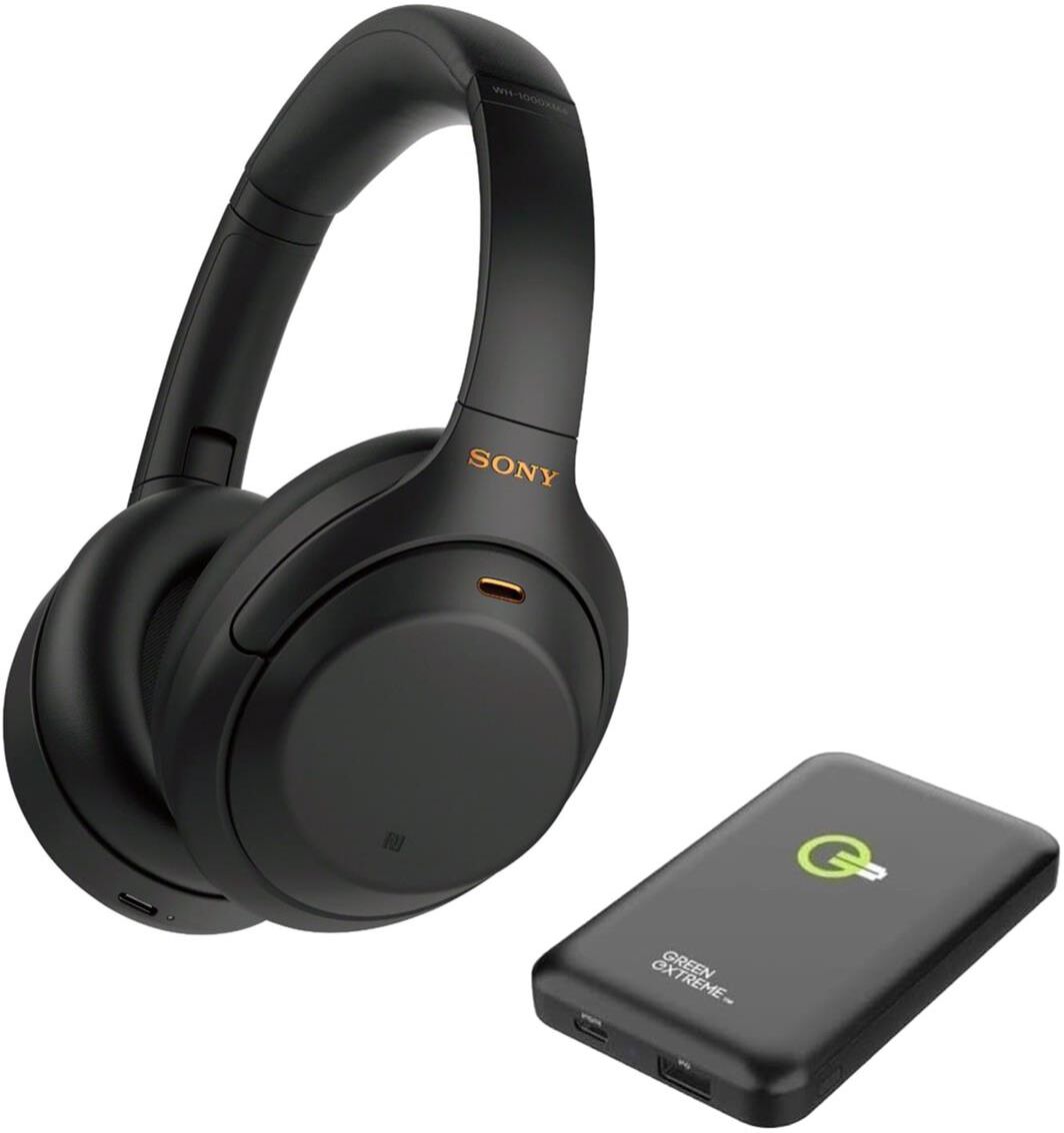 Sony WH-1000XM4 Wireless Noise Cancelling Headphones, Black with Power Bank