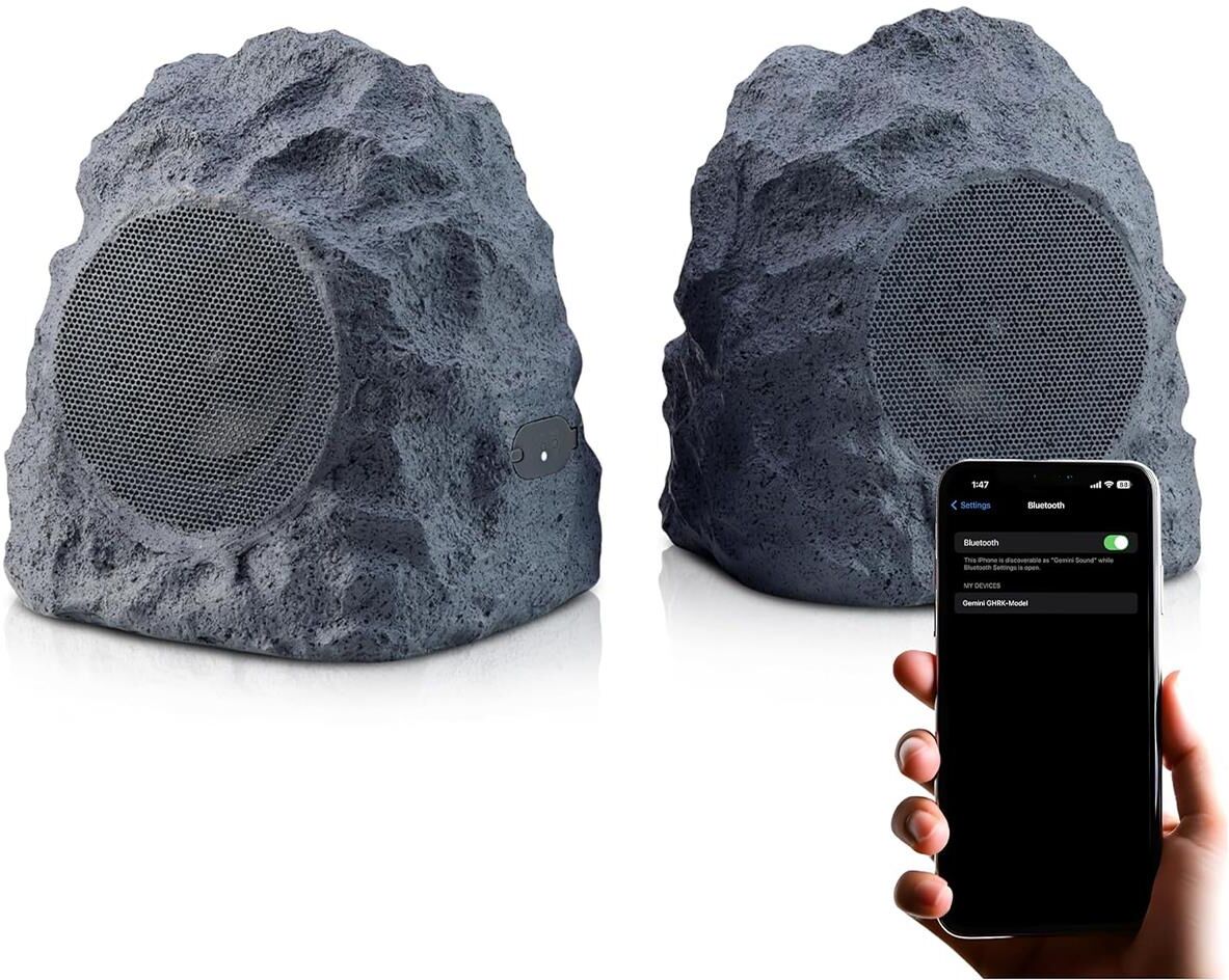 Gemini GHRK-400-PR 4&quot; 40W Rechargeable Bluetooth Rock Speaker, TWS Linking, Pair