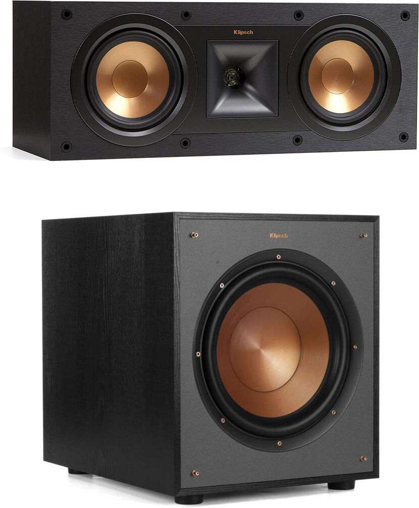 Klipsch R-100SW 300W Subwoofer with R-25C Center Speaker