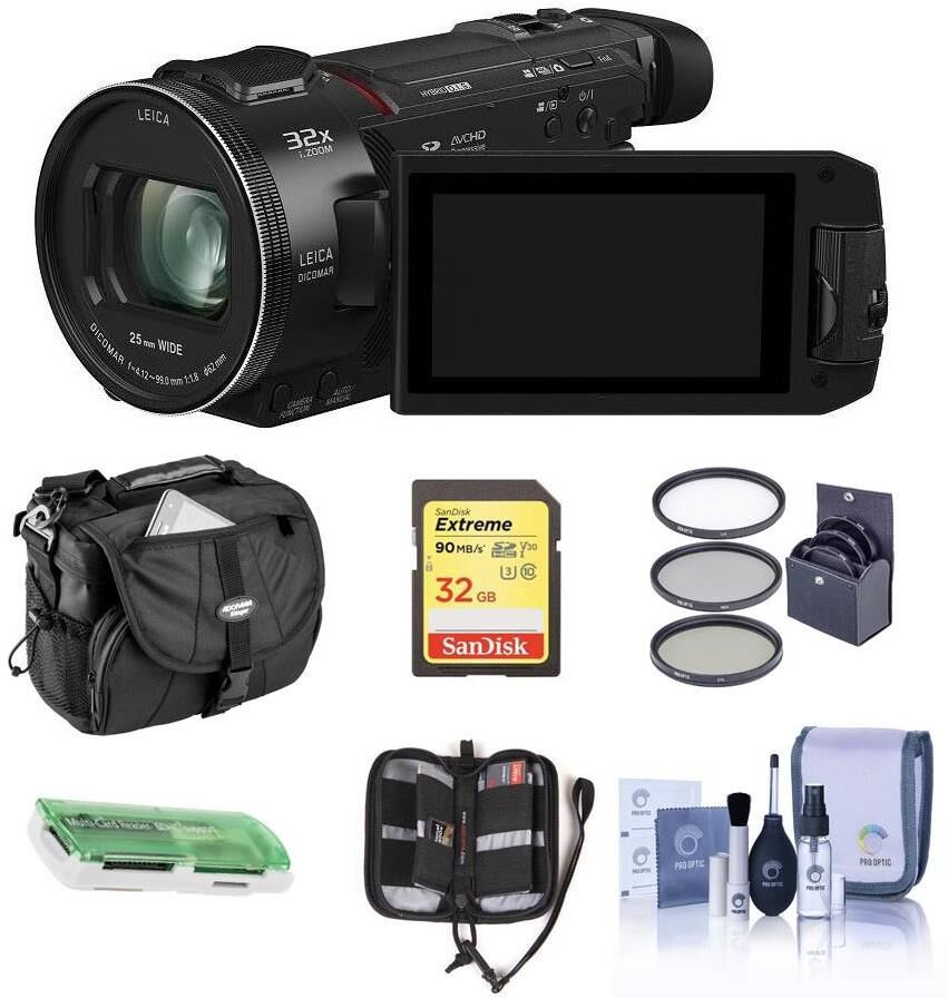 Panasonic HC-WXF1K 4K UHD Camcorder, LCD &amp; EVF Viewfinder With Free Acc Bundle