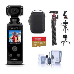 Konica Minolta MN4KP1 4K Wi-Fi Pocket Camcorder, Black with Essential Accessory Kit
