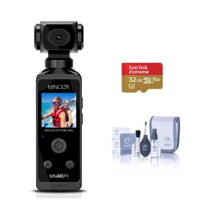 Konica Minolta MN4KP1 4K Ultra HD Wi-Fi Pocket Camcorder, Black with Accessory Kit