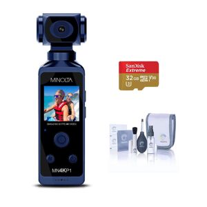 Konica Minolta MN4KP1 4K Ultra HD Wi-Fi Pocket Camcorder, Blue with Accessory Kit