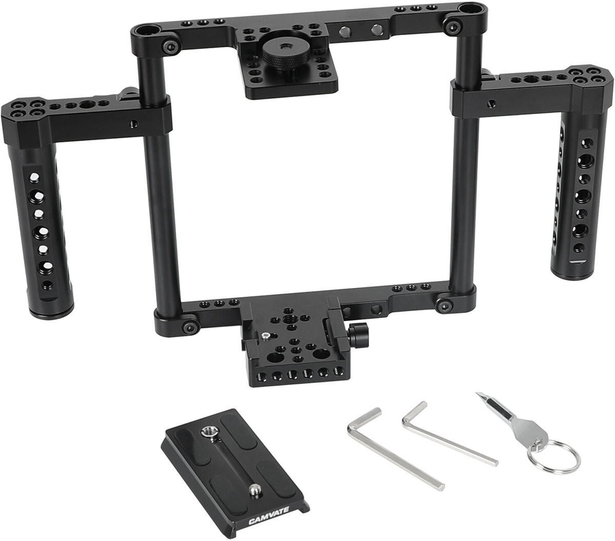 CAMVATE Hand-Held Full Frame Camera Cage w/Cheese Hand Grips and QR Baseplate