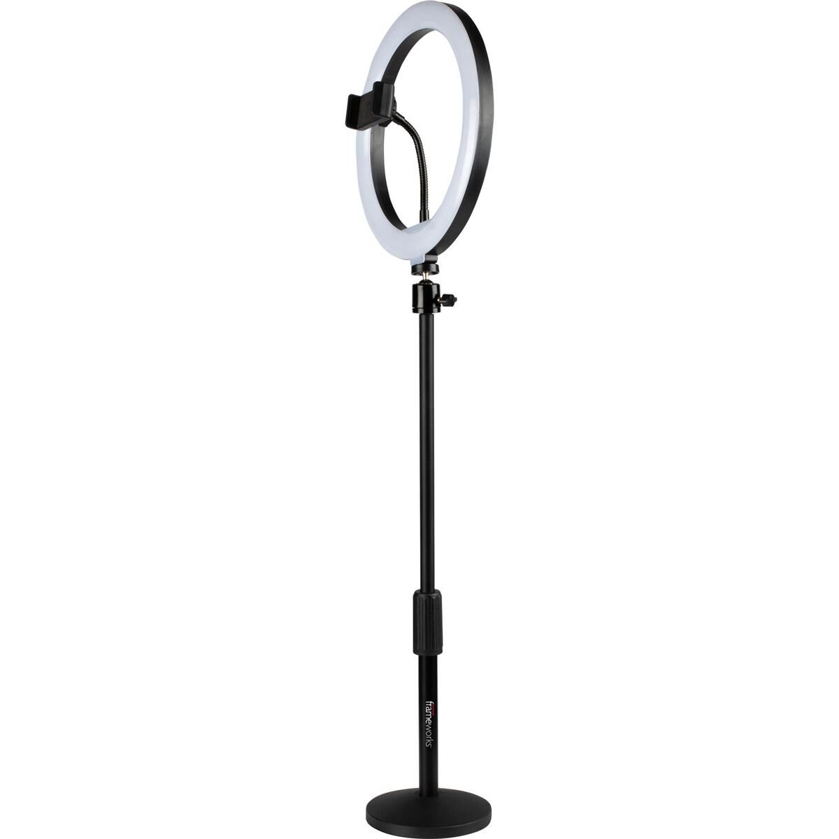 Gator Cases 10&quot; LED Desktop Ring Light with Round Base Stand and Phone Clamp