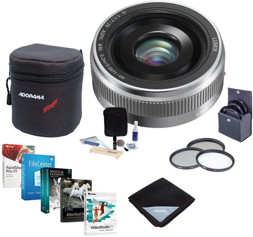 Panasonic Lumix G 20mm f/1.7 II Aspherical Lens for MFT, Silver with PC Acc Kit