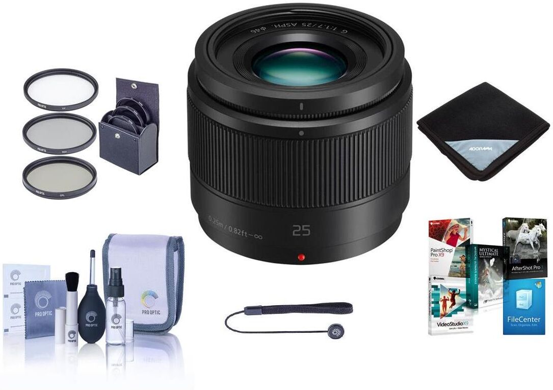 Panasonic Lumix G 25mm f/1.7 Aspherical Lens for MFT with PC Software &amp; Acc Kit