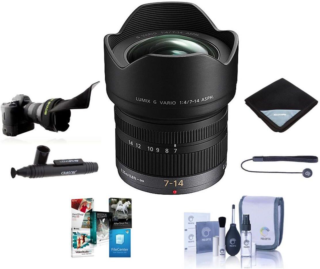 Panasonic Lumix G Vario 7-14mm f/4 Aspherical Lens for MFT w/PC Accessories Kit