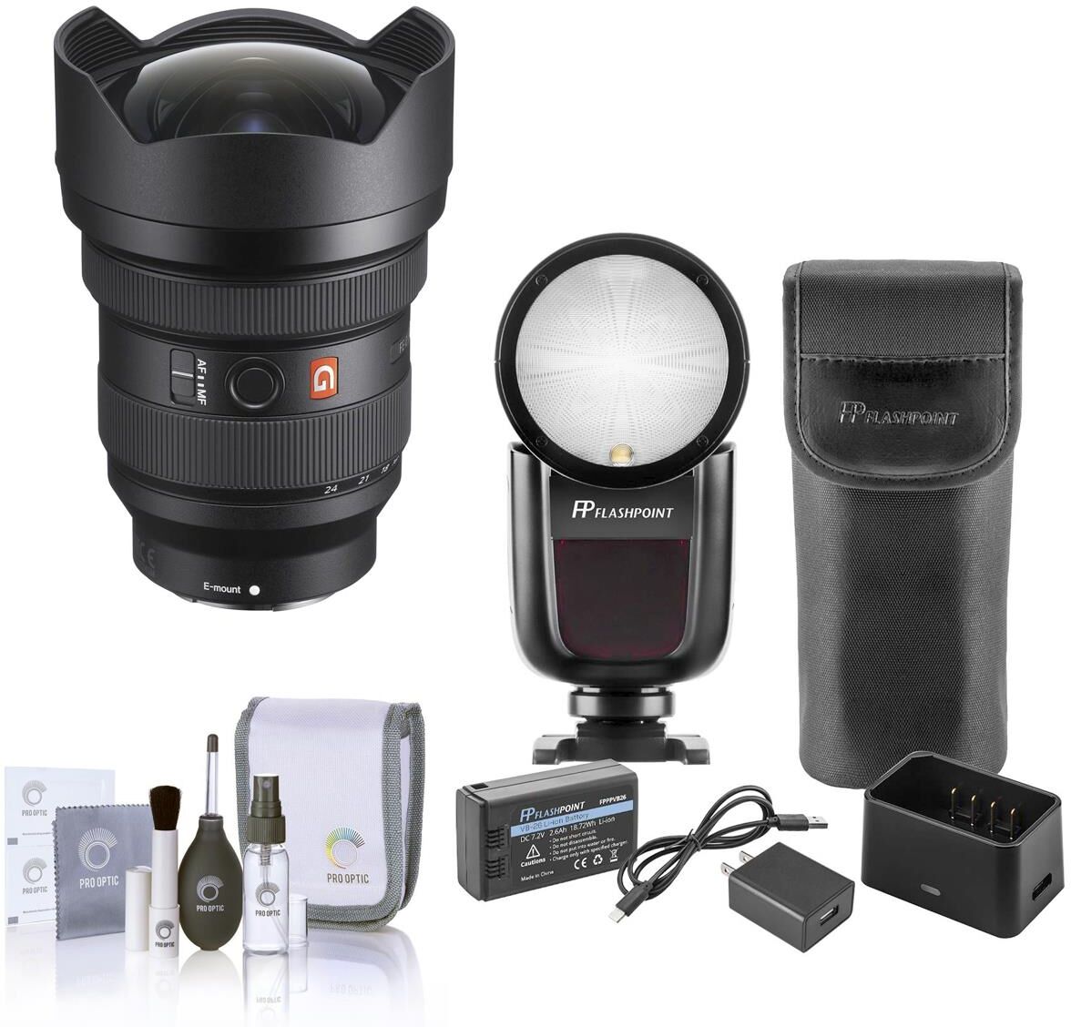 FE 12-24mm f/2.8 GM Lens for Sony E with Zoom Li-on X R2 TTL Flash Kit