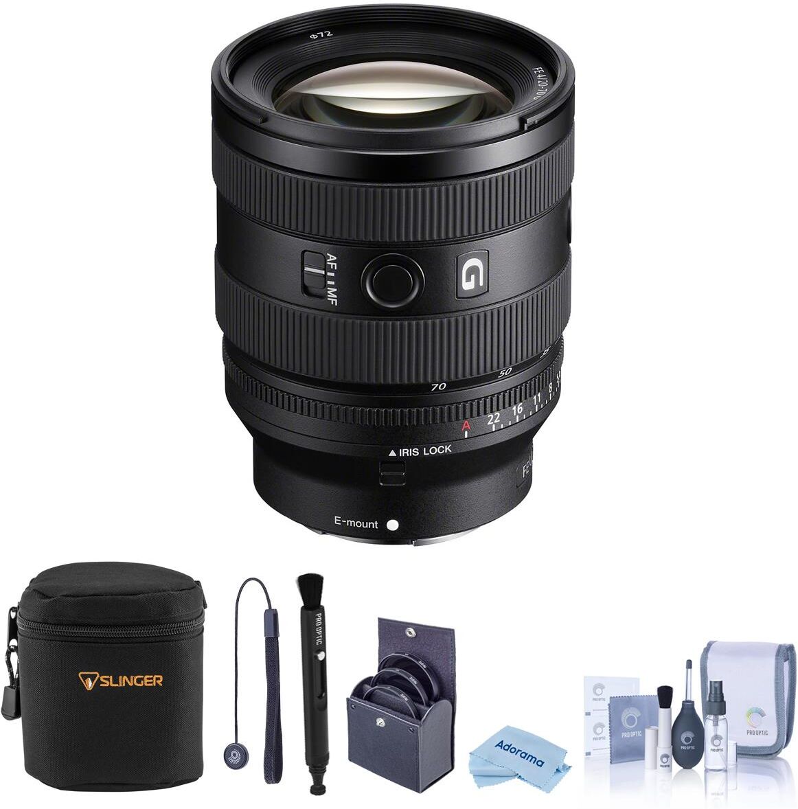 FE 20-70mm f/4 G Lens for Sony E,w/72mm Filter Kit, Lens Case, Cleaning Kit