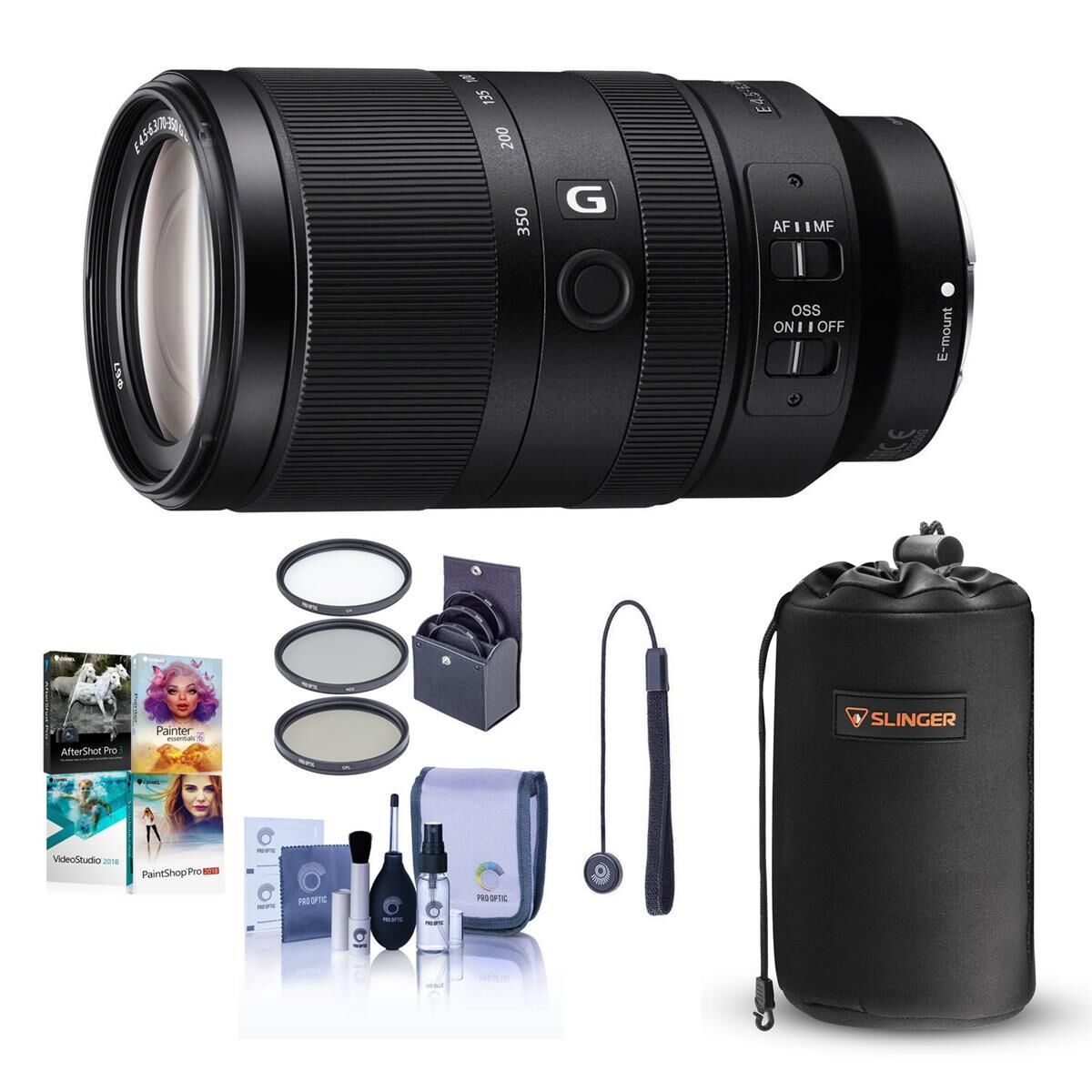 Sony E 70-350mm f/4.5-6.3 G OSS Lens with PC Software &amp; Accessories Kit
