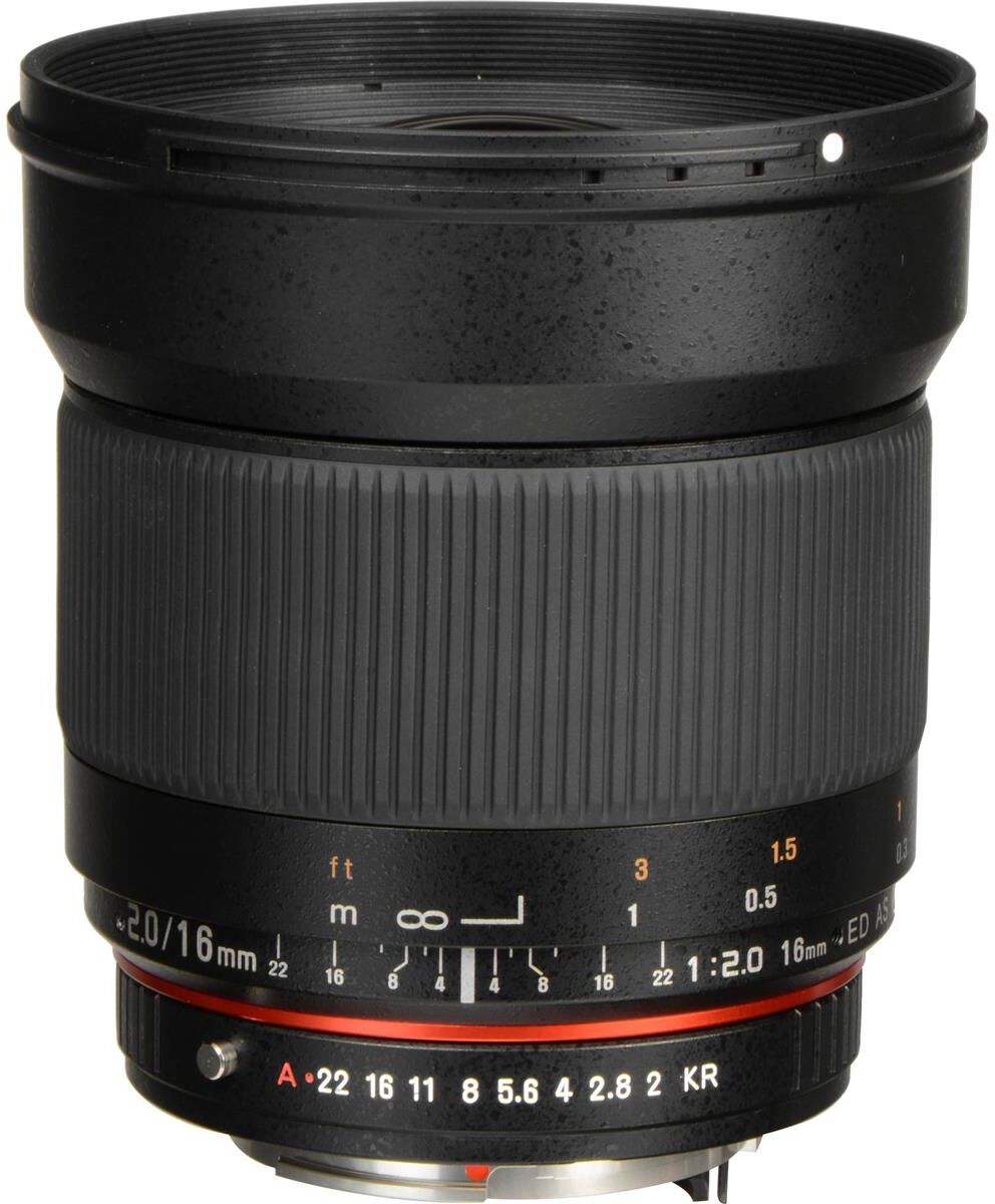 Rokinon 16mm F/2.0 ED AS UMC CS Lens for Pentax K APS-C Mount Cameras