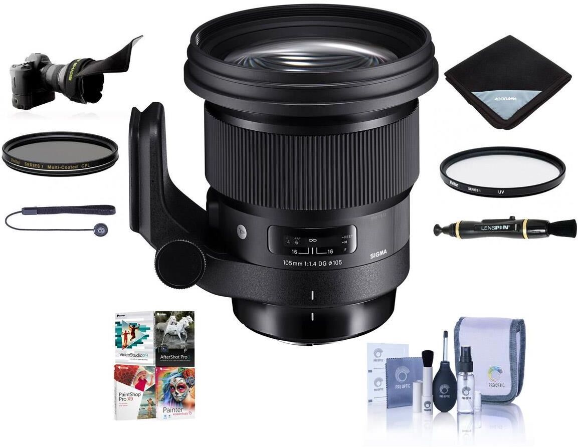 Sigma 105mm f/1.4 DG ART HSM Lens for Canon EF with Free PC Software &amp; Acc Kit