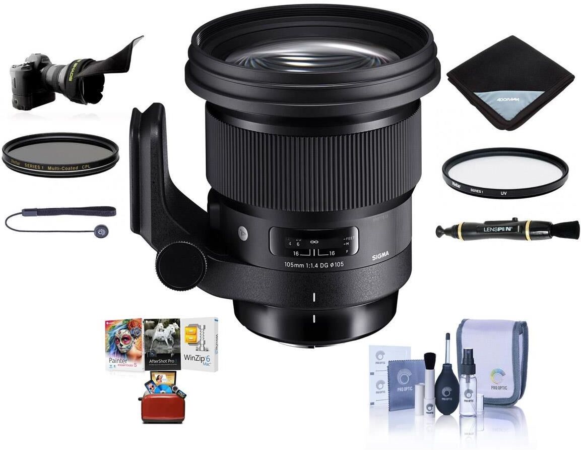 Sigma 105mm f/1.4 DG ART HSM Lens for Canon EF with Free Mac Software &amp; Acc Kit