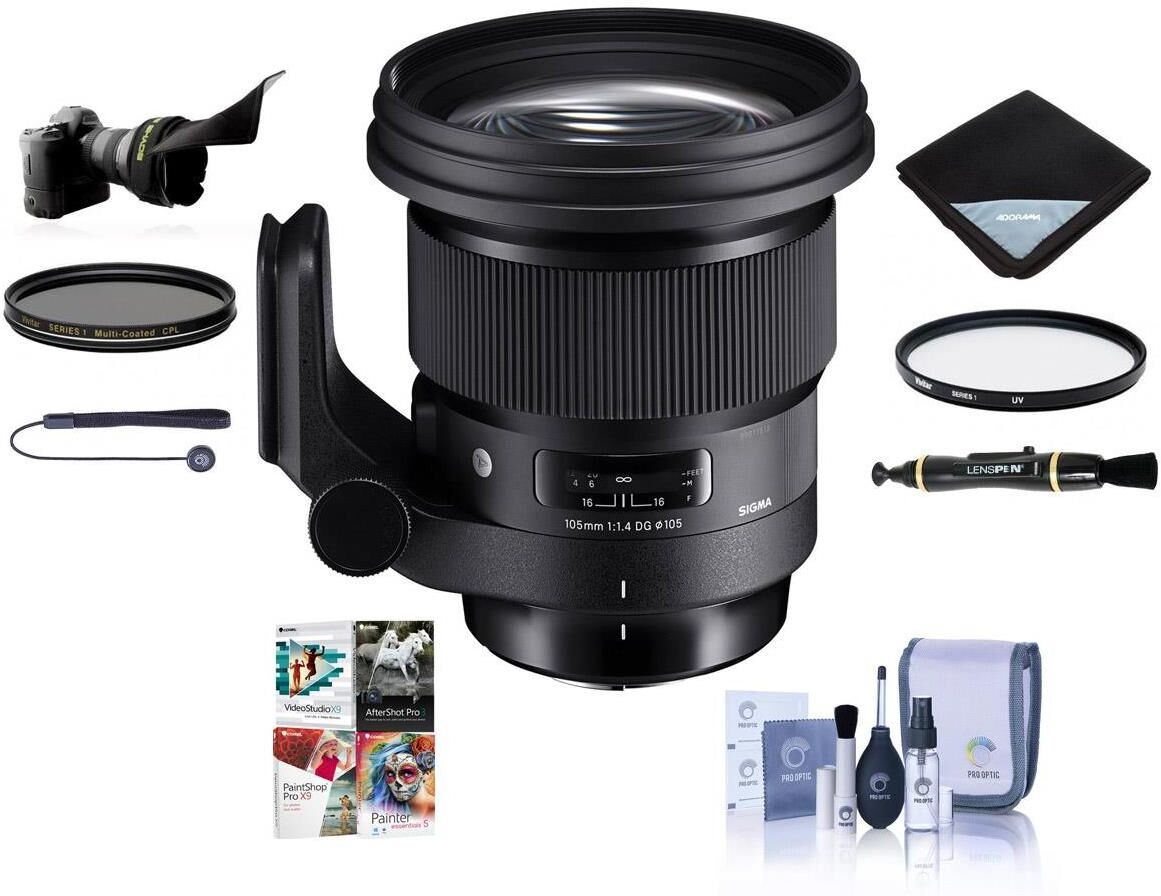 Sigma 105mm f/1.4 DG ART HSM Lens for Sony E with PC Software &amp; Acc Kit